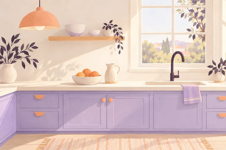 Generated illustration of an imagined kitchen, not a customer home.